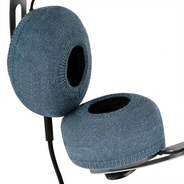 Alt view image 4 of 6 - 2 Pairs Knit Headphones Ear Covers - Product Safety Certified - Washable & Stretchable Sanitary Earcup Protectors for On-Ear Headsets, Sweat Pads for Gym, Meeting (Size S/Blue)