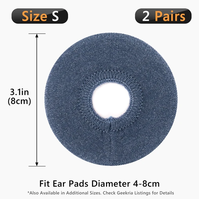 Alt view image 6 of 6 - 2 Pairs Knit Headphones Ear Covers - Product Safety Certified - Washable & Stretchable Sanitary Earcup Protectors for On-Ear Headsets, Sweat Pads for Gym, Meeting (Size S/Blue)
