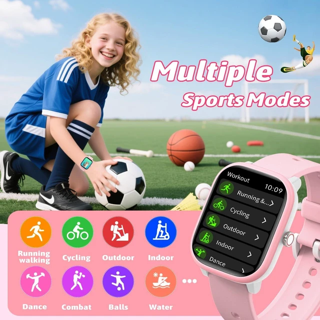 Alt view image 3 of 7 - Smart Watch for Kids Girls Boys No APP/Phone Needed, 1.8" IP68 Waterproof Sport Kids Watch Pedometer, Heart Rate, Sleep Monitor, Step Counter, 12 Puzzle Games for Girls Boys Teens 6-16