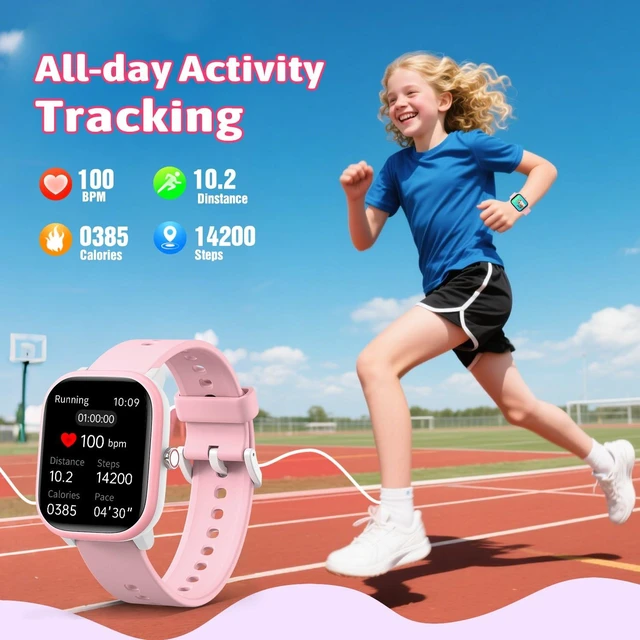 Alt view image 4 of 7 - Smart Watch for Kids Girls Boys No APP/Phone Needed, 1.8" IP68 Waterproof Sport Kids Watch Pedometer, Heart Rate, Sleep Monitor, Step Counter, 12 Puzzle Games for Girls Boys Teens 6-16