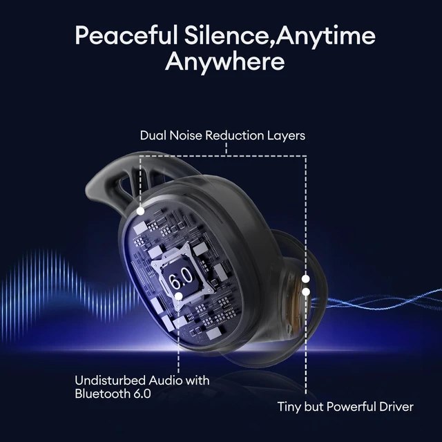 Alt view image 6 of 7 - Sleep Headphones for Side Sleepers, Sleep Invisible Earbuds with Vibration Charging Case Wireless Bluetooth 6.0, Soft Silicone Mini Earbuds for Sleeping, Snoring Noise Isolation