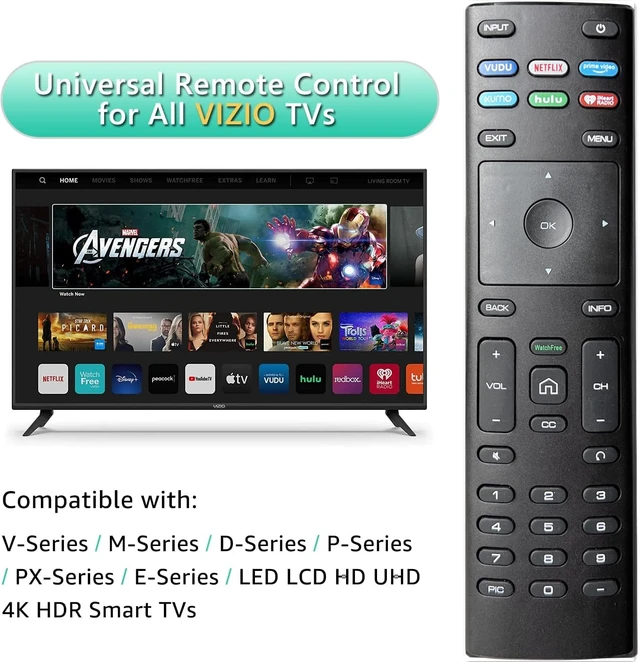 Alt view image 3 of 5 - Pack of 2 Universal Replacement for Vizio Smart TV Remote Control, 2 Pieces XRT136 for All Vizio Smart TVs (D-Series E-Series M-Series P-Series V-Series)