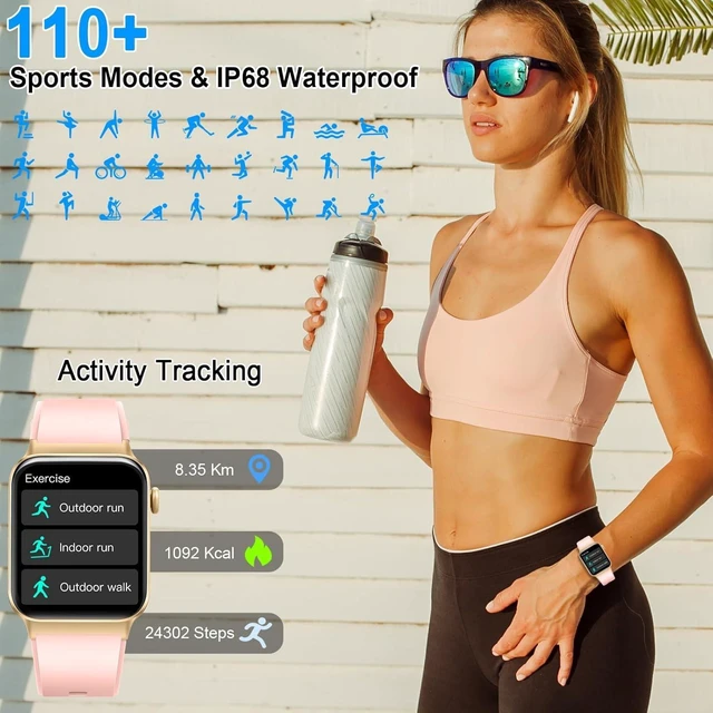 Alt view image 5 of 7 - Smart Watch for Men Women Answer/Make Calls, 1.85" HD Touch Screen Fitness Watch with Heart Rate/Sleep Monitor, 110+ Sports Activity Tracker Step Counter, IP68 Waterproof Smartwatch for Android/iOS
