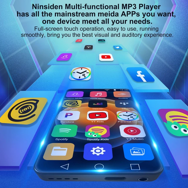 Alt view image 2 of 7 - Parental Control 144GB MP3 Player with Bluetooth and WiFi, 4" Full-Color Touch Screen MP4 Music Player with Spotify, Music,YouTube, Libby, MP4 Android Mainstream Media MP3 Player for Kids,Black