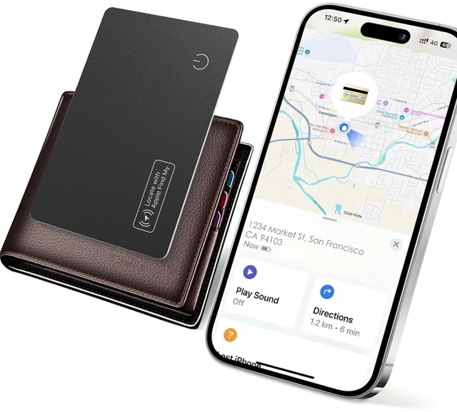 Main image of Apple MFi Certified Wallet Tracker, Works with Apple Find My, Rechargeable 0.07in Ultra-Slim Tracking Card, Item Locator for Wallet, Luggage, Passports, Purse (B1)