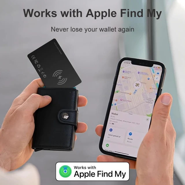 Alt view image 2 of 7 - Apple MFi Certified Wallet Tracker, Works with Apple Find My, Rechargeable 0.07in Ultra-Slim Tracking Card, Item Locator for Wallet, Luggage, Passports, Purse (B1)