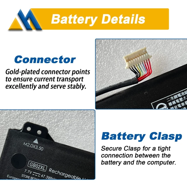 Alt view image 4 of 7 - GB02XL l42583-002 Laptop Battery Replacement for HP Chromebook X360 14A 14-DB 11 G8 G7 G1 G2 EE/Chromebook 11A G8 G5 G6 EE/Chromebook 14 G5 14-DB0051CL Series hstnn-ub7m L42583-005 L42550-271