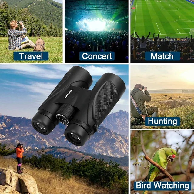 Alt view image 4 of 7 - 12x42 HD Waterproof Binoculars for Adults,Compact Binocular for Cruise Ship High Powered Binoculars BAK4 Prism FMC Lens, Binoculars for Hunting, Bird Watching, Travel Sports World Cup Games, Black