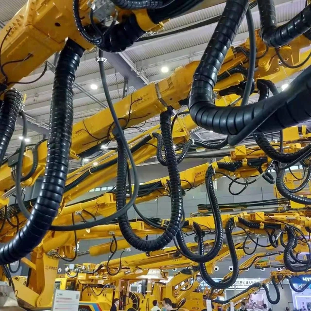 Alt view image 3 of 5 - 2Pcs Spiral Wrap Cable Protector Pre-Cut Lengths Safe Hose Protector Avoid Wear and Extend Life for Hydraulic Pneumatic Hoses 1.25" OD x 10'+1.58" OD x 10'