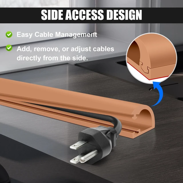 Alt view image 5 of 7 - Wall Cord Hider,Self-Adhesive Side-Open Cable Raceway,Light Brown,118inch Flexible Self-Adhesive Wire Cover,With adhesive and gloves,Side-Open Cable Raceway, For Mounted TV, Home Theater&Office