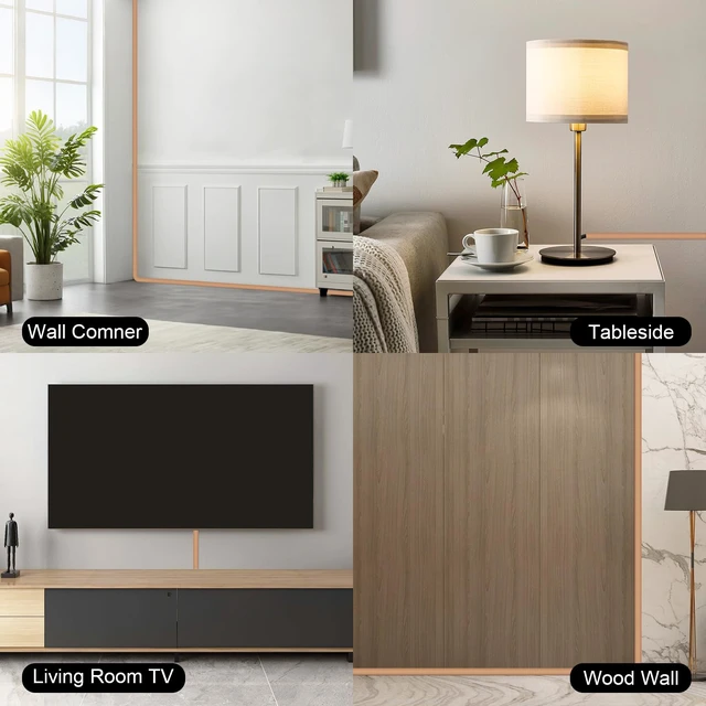 Alt view image 7 of 7 - Wall Cord Hider,Self-Adhesive Side-Open Cable Raceway,Light Brown,118inch Flexible Self-Adhesive Wire Cover,With adhesive and gloves,Side-Open Cable Raceway, For Mounted TV, Home Theater&Office