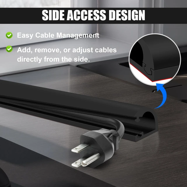 Alt view image 5 of 7 - Wall Cord Hider, Flexible Side-Open Cable Raceway,Black,Regular-118inch Wall Cord Hider, Flexible Self-Adhesive Wire Cover for Cord Concealer for Mounted TV, Home Theater & Office,Black, 118inch