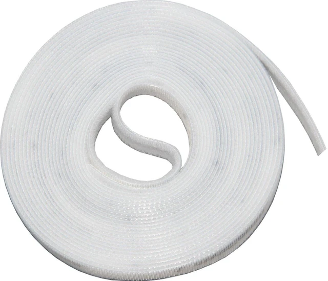 Main image of 16ft x 1/2 inch Hook Loop Cable Ties Roll Multipurpose Fastening Reusable Straps Cut-To-Length Self Gripping Fastener Cable Management Tape (White)