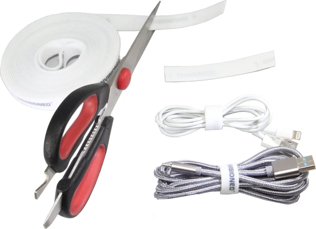 Alt view image 2 of 7 - 16ft x 1/2 inch Hook Loop Cable Ties Roll Multipurpose Fastening Reusable Straps Cut-To-Length Self Gripping Fastener Cable Management Tape (White)