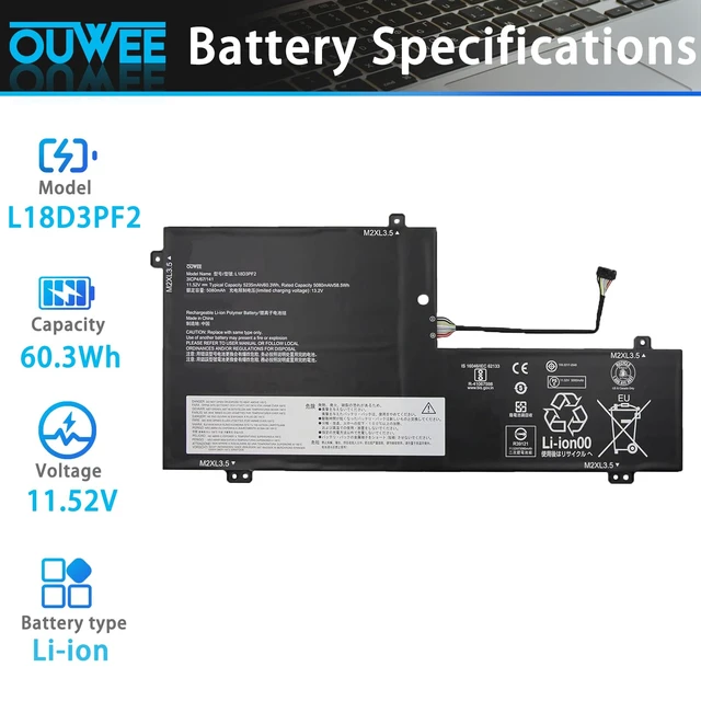Alt view image 2 of 5 - L18D3PF2 L18M3PFA Laptop Battery Compatible with Lenovo Yoga C740-15IML Series Notebook 5B10T83740 5B10W67402 5B10T83739 5B10W67258