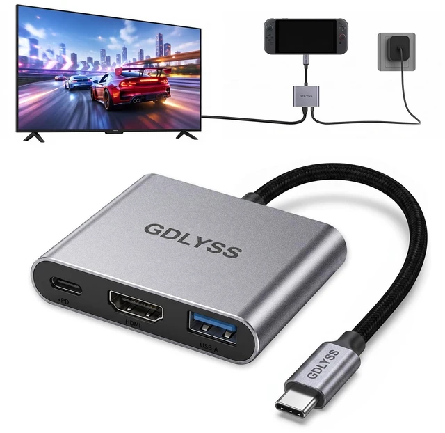 Main image of Switch 2 Dock, Portable USB-C Docking Station with 4K 60Hz120Hz HDR, 100W PD Fast Charging, USB Port, Aluminum Alloy, Compatible with Switch, Steam Deck, ROG Xbox Ally X, Legion Go 1/2/S