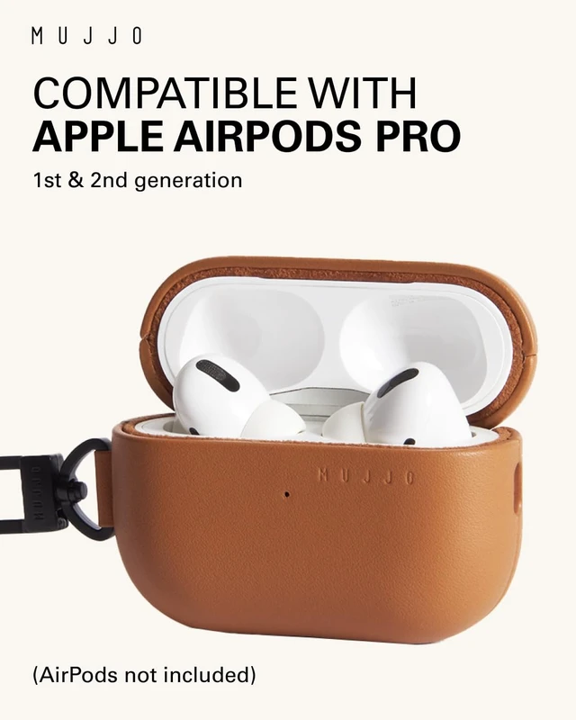 Alt view image 4 of 7 - Echelon Leather Case for AirPods Pro (3rd Gen) - Wireless Charging Compatible - Durable & Luxurious Design - Secure Fit - Premium Leather - Tan