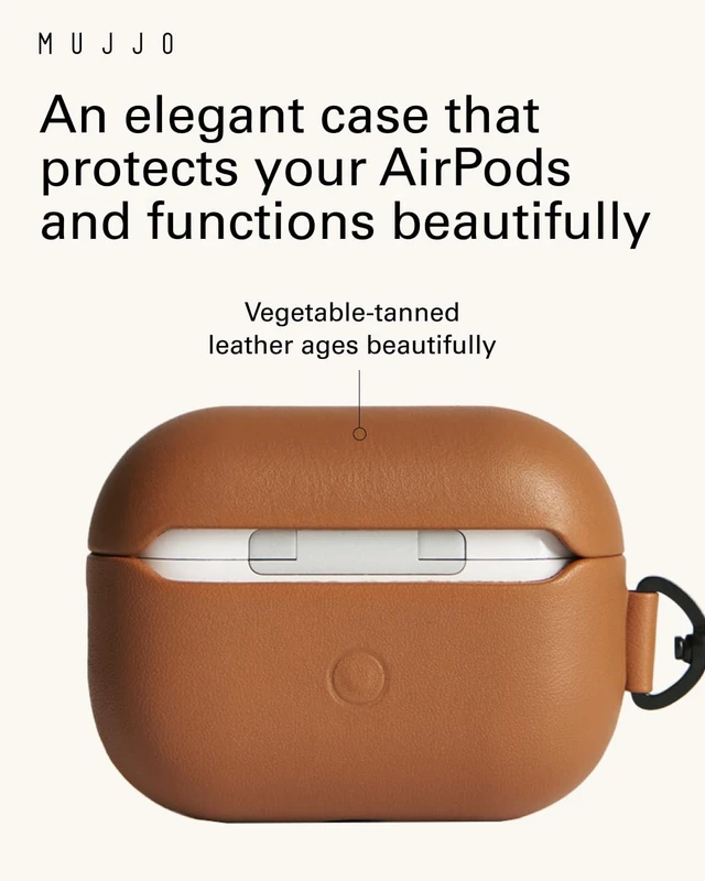 Alt view image 5 of 7 - Echelon Leather Case for AirPods Pro (3rd Gen) - Wireless Charging Compatible - Durable & Luxurious Design - Secure Fit - Premium Leather - Tan
