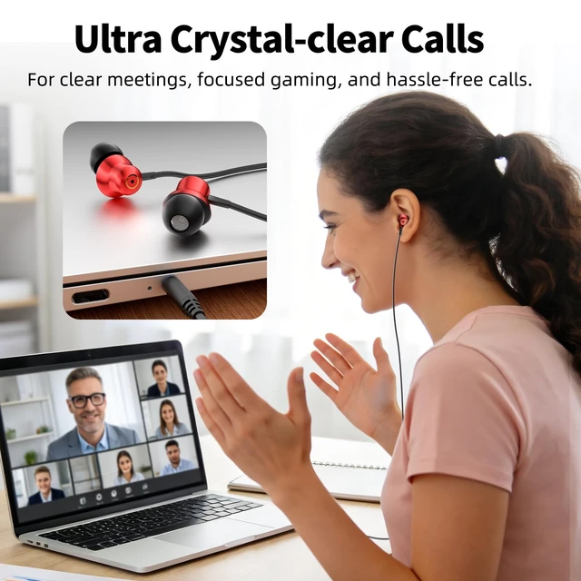 Alt view image 5 of 7 - Wired Earbuds with ENC Noise Canceling Mic, Deep Bass Stereo Wired Earphones, Plug in USB C/Type C Headphones Compatible with iPhone 17/16/15, Samsung, Android, Gaming, Laptop, Clear Calls