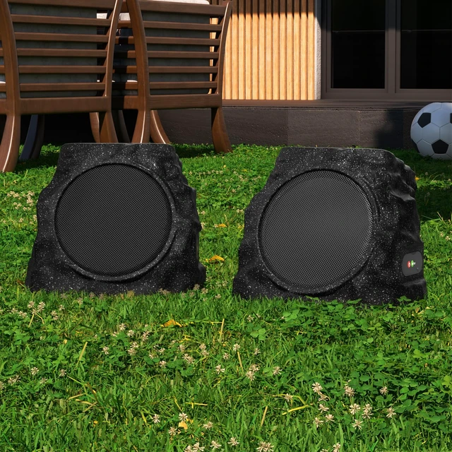 Alt view image 6 of 7 - 2 Pack Solar Rock Speakers Outdoor Waterproof Patio with Lights Color,Multi-Sync Up to 100 Speakers Pairing Solar Powered Rock Speaker Rechargeable for Pool Party Yard Outside