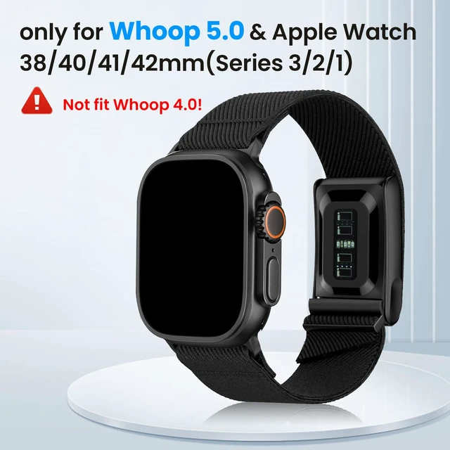 Alt view image 2 of 7 - Hybrid Nylon Band Compatible with Whoop 5.0 and Apple Watch Band Combo Stretchy Braided Straps for Whoop 5.0 and Apple Watch 11/10/9/8/7/6/5/4/3/2/1/SE/Ultra, Breathable Comfortable Durable