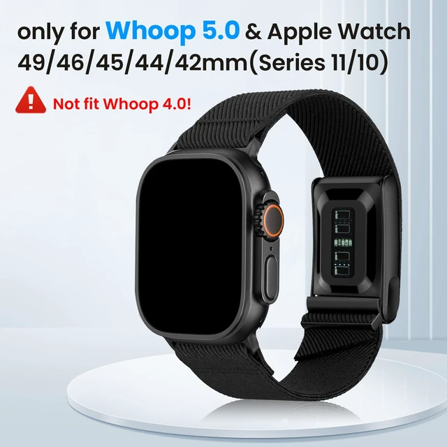 Alt view image 2 of 7 - Hybrid Nylon Band Compatible with Whoop 5.0 and Apple Watch Band Combo Stretchy Braided Straps for Whoop 5.0 and Apple Watch 11/10/9/8/7/6/5/4/3/2/1/SE/Ultra, Breathable Comfortable Durable