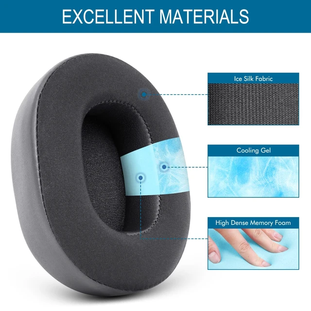 Alt view image 3 of 7 - Ear Pads Replacement for Skullcandy Hesh 3 Hesh EVO Hesh ANC Headphone, Earpads Cushions for Crusher Wireless Crusher Evo Crusher ANC Headset with Protein Leather Memory Foam (Cooling-Gel)