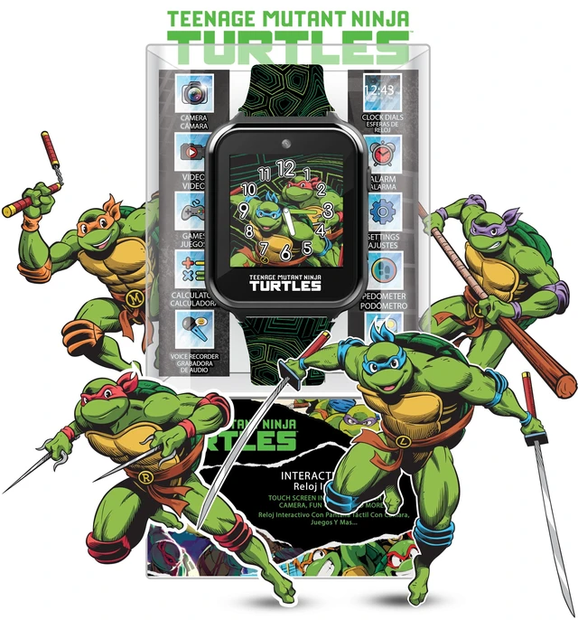 Alt view image 2 of 7 - Teenage Mutant Ninja Turtles Kids Smart Watch with Selfie Camera, Video Recorder, Games, Stopwatch, Alarm, Calculator, and Calorie Counter Fits Wrists 5.5" to 8"