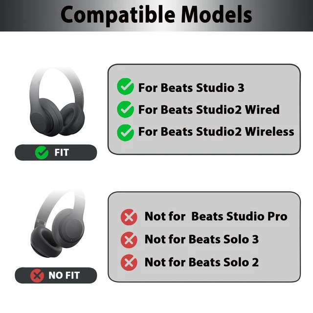 Alt view image 2 of 7 - Studio3 Replacement Earpads Ear Pads Soft Protein Leather Cushion Cups Cover Compatible with Beats Studio 2 Studio 3 B0500 B0501 Wired Wireless Over-Ear Headphones (Black)