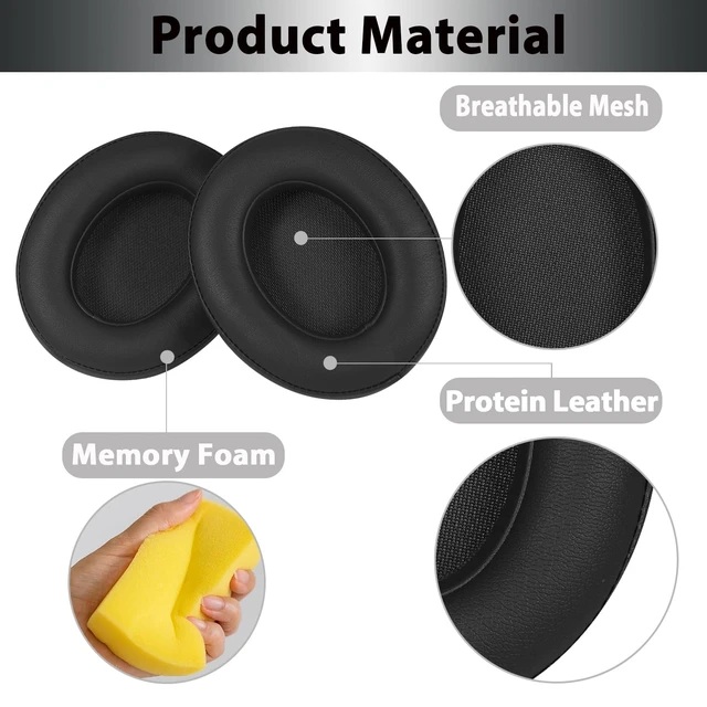 Alt view image 3 of 7 - Studio3 Replacement Earpads Ear Pads Soft Protein Leather Cushion Cups Cover Compatible with Beats Studio 2 Studio 3 B0500 B0501 Wired Wireless Over-Ear Headphones (Black)