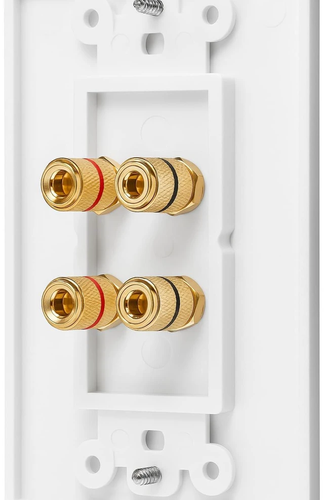 Alt view image 4 of 7 - 2 Speaker Wall Plate, Banana Plug Binding Posts for Home Theater Home Theater Speaker Wall Plate with Gold Plated Binding Posts for Speaker Wire, Banana Plug Connections & Surround Sound
