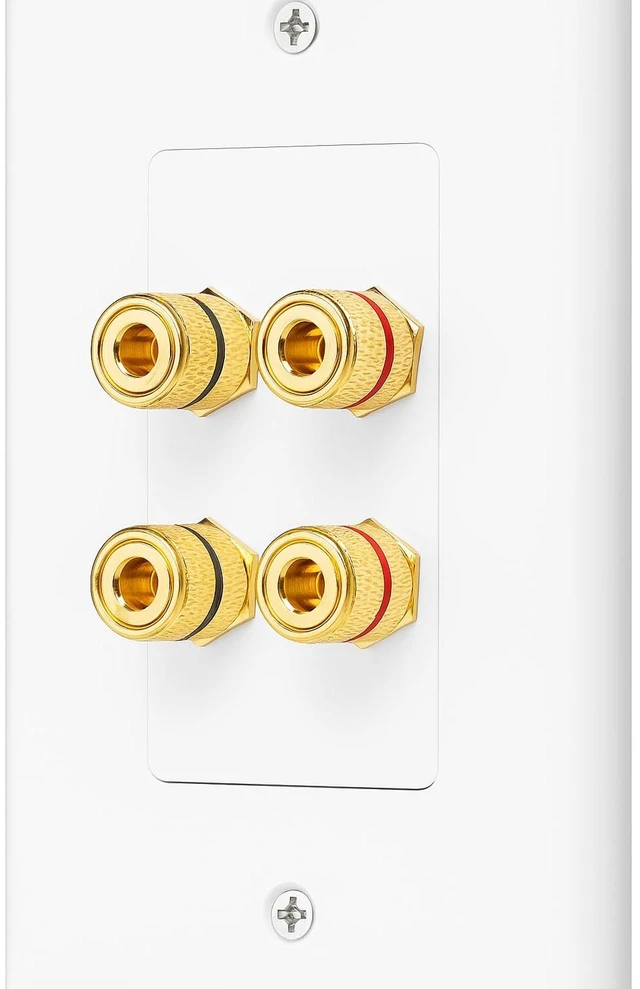 Alt view image 3 of 7 - 2 Speaker Wall Plate, Banana Plug Binding Posts for Home Theater Home Theater Speaker Wall Plate with Gold Plated Binding Posts for Speaker Wire, Banana Plug Connections & Surround Sound