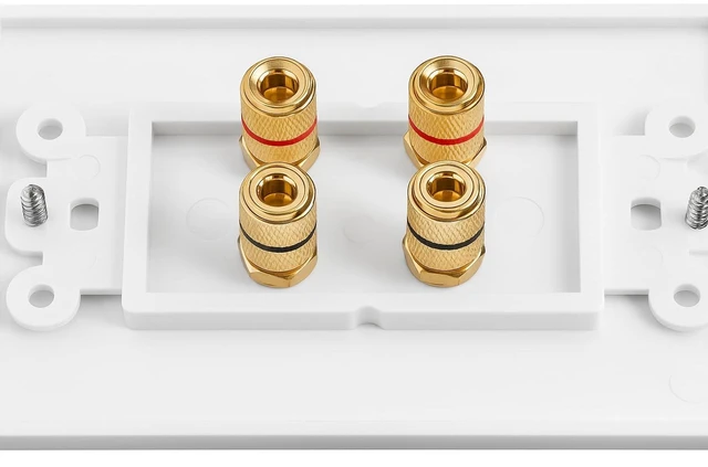 Alt view image 5 of 7 - 2 Speaker Wall Plate, Banana Plug Binding Posts for Home Theater Home Theater Speaker Wall Plate with Gold Plated Binding Posts for Speaker Wire, Banana Plug Connections & Surround Sound