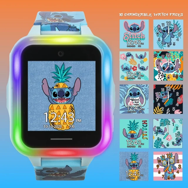 Alt view image 3 of 6 - Disney Stitch Kids Interactive Smartwatch with Touchscreen, Camera, Games, Pedometer, Voice Recorder, and Alarm for Boys & Girls Aged 6+ - Blue Character Band, Multi-Color LED Light-Up Bezel
