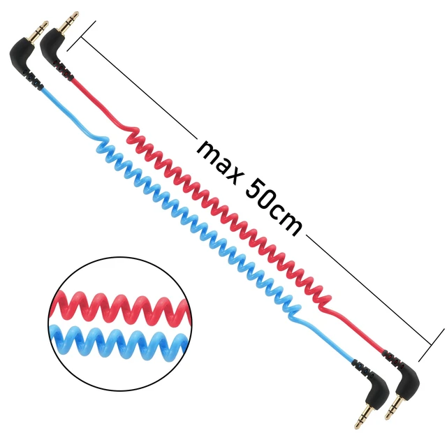 Alt view image 5 of 5 - for DJI Mic 2 Camera Audio Cable 3.5mm TRS, for DJI Mic 1 2 3 Mini Audio Cord, for Rode Wireless GO II, Pro, ME Mircophone Coiled Dual TRS Cables 3.5mm Colored Patch Adapter to Cam