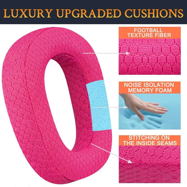 Alt view image 3 of 5 - Mesh Fabric Earpads Replacement for Logitech G435 Lightspeed Wireless Gaming Headphones, Ear Pad Cushions with High-Density Foam - Pink