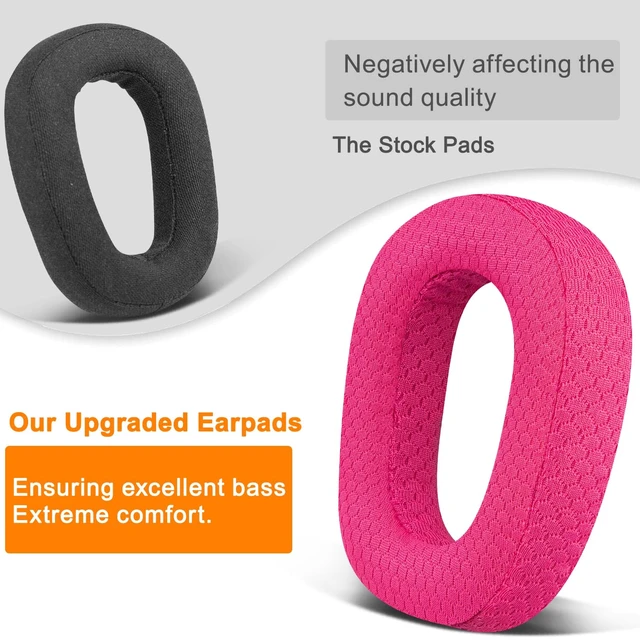 Alt view image 4 of 5 - Mesh Fabric Earpads Replacement for Logitech G435 Lightspeed Wireless Gaming Headphones, Ear Pad Cushions with High-Density Foam - Pink
