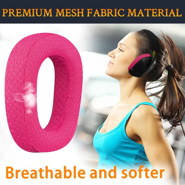 Alt view image 5 of 5 - Mesh Fabric Earpads Replacement for Logitech G435 Lightspeed Wireless Gaming Headphones, Ear Pad Cushions with High-Density Foam - Pink
