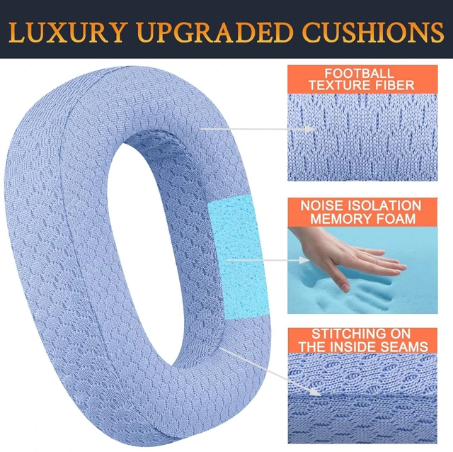 Alt view image 3 of 5 - Mesh Fabric Earpads Replacement for Logitech G435 Lightspeed Wireless Gaming Headphones, Ear Pad Cushions with High-Density Foam - Blue