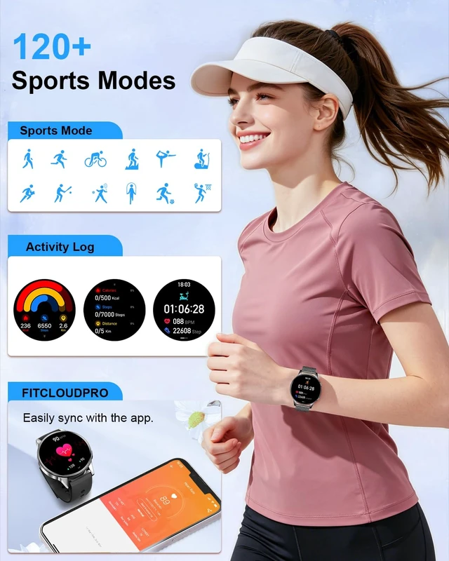 Alt view image 5 of 7 - Smart Watches for Women, 1.27" Fitness Watch with Bluetooth Make & Answer Calls,24H Heart Rate/SpO2/Sleep Monitor,120+ Sport Modes IP68 Fitness Tracker Compatible with iOS & Android (4 Straps,Black)