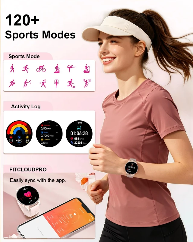 Alt view image 5 of 7 - Smart Watch for Women, 1.27" Fitness Watch with Bluetooth Make & Answer Calls,24H Heart Rate/SpO2/Sleep Monitor,120+ Sport Modes IP68 Fitness Tracker Compatible with iOS & Android (4 Straps,Rose Gold)