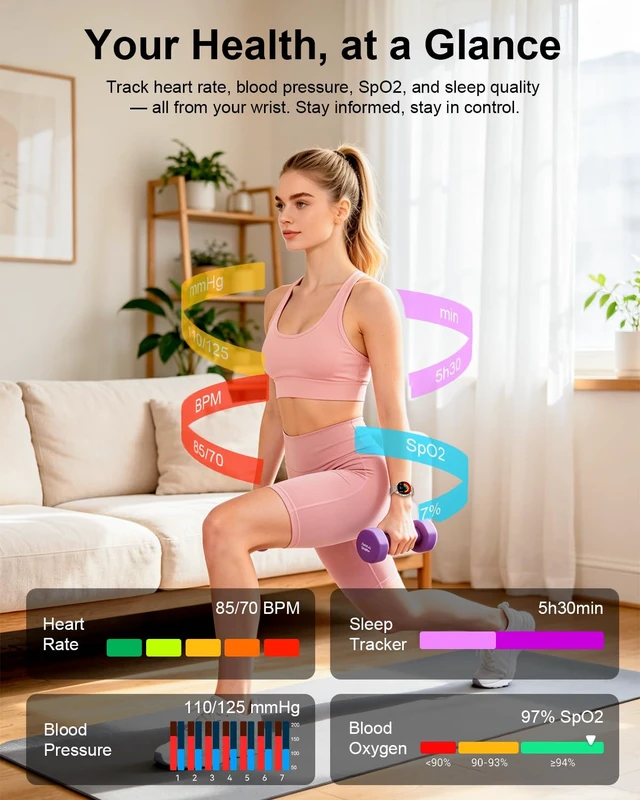 Alt view image 4 of 7 - Smart Watch for Women, 1.27" Fitness Watch with Bluetooth Make & Answer Calls,24H Heart Rate/SpO2/Sleep Monitor,120+ Sport Modes IP68 Fitness Tracker Compatible with iOS & Android (4 Straps,Rose Gold)