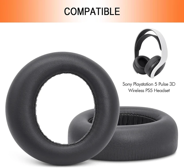 Alt view image 2 of 7 - PS5 Ear Pads Replacement, Earpad for Sony PlayStation 5 Pulse 3D Wireless Protein Leather PS 5 Headset Covers with Memory Foam (Black)