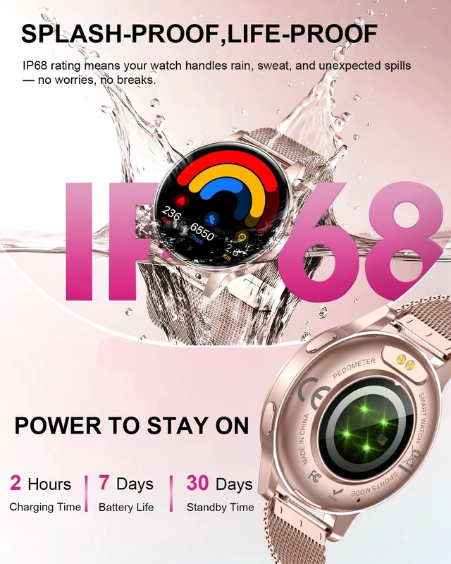 Alt view image 7 of 7 - Smart Watch for Women, 1.27" Fitness Watch with Bluetooth Make & Answer Calls,24H Heart Rate/SpO2/Sleep Monitor,120+ Sport Modes IP68 Fitness Tracker Compatible with iOS & Android (4 Straps,Rose Gold)