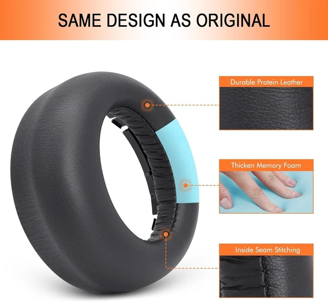 Alt view image 3 of 7 - PS5 Ear Pads Replacement, Earpad for Sony PlayStation 5 Pulse 3D Wireless Protein Leather PS 5 Headset Covers with Memory Foam (Black)