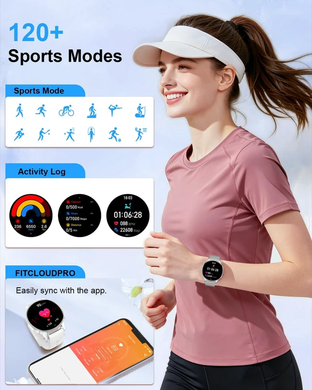 Alt view image 5 of 7 - Smart Watches for Women, 1.27" Fitness Watch with Bluetooth Make & Answer Calls,24H Heart Rate/SpO2/Sleep Monitor,120+ Sport Modes IP68 Fitness Tracker Compatible with iOS & Android (4 Straps,Silver)