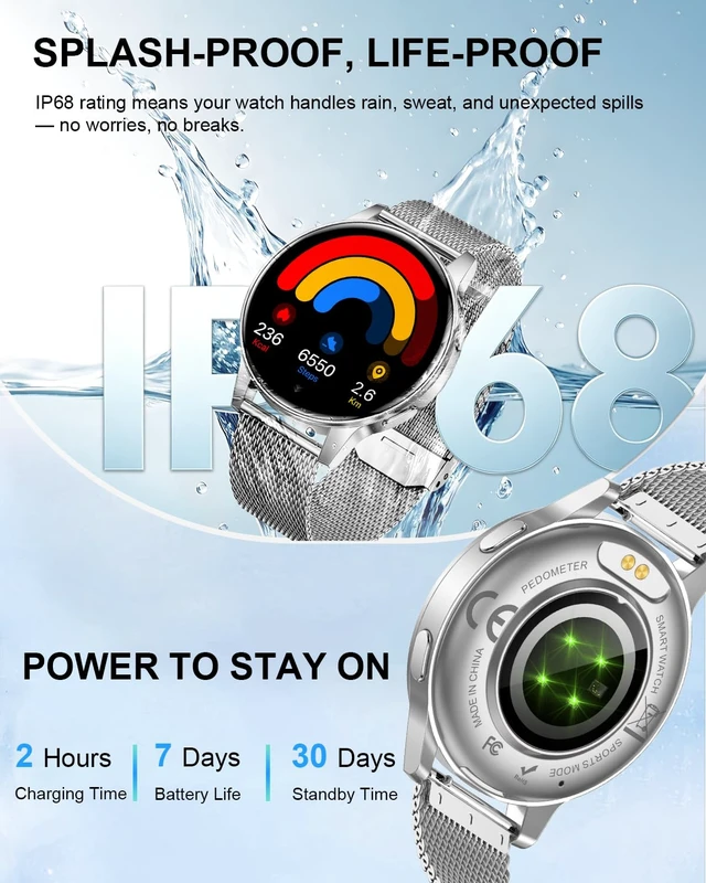 Alt view image 7 of 7 - Smart Watches for Women, 1.27" Fitness Watch with Bluetooth Make & Answer Calls,24H Heart Rate/SpO2/Sleep Monitor,120+ Sport Modes IP68 Fitness Tracker Compatible with iOS & Android (4 Straps,Silver)