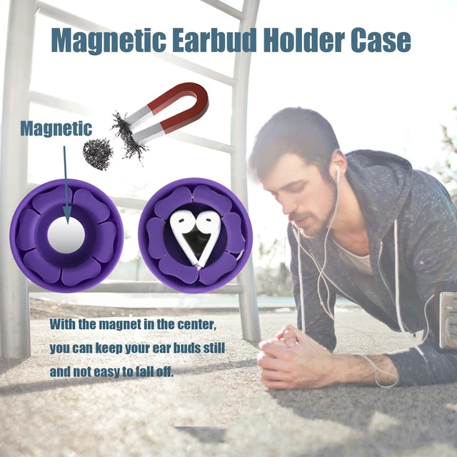 Alt view image 2 of 6 - Wired Earbud Case 3 Pack Earphone Headphone Cord Organizer Earbuds Wrap Soft Silicone Magnetic Holder Storage Tangle Free Cable Winder(Black/Blue/Purple)