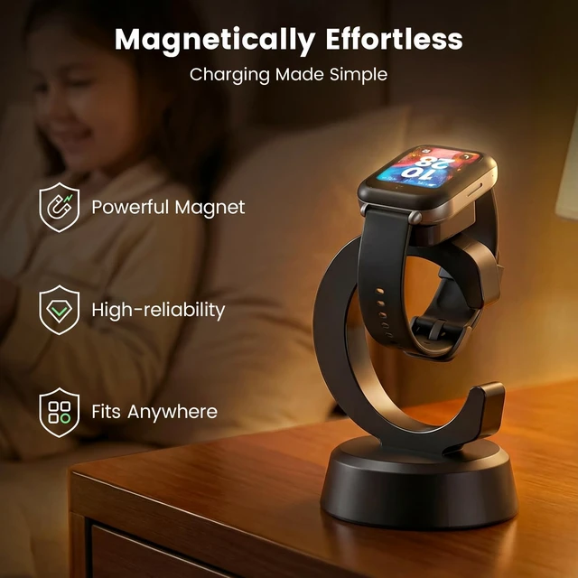 Alt view image 3 of 6 - Charger Dock Compatible with Bark Watch (Schok Model) Anti-Slip Charging Stand with 3.35Ft USB Cable Cord, Smartwatch Accessories (Not for Samsung Model)