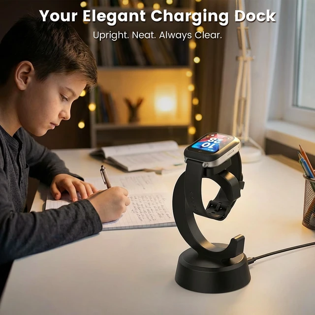 Alt view image 5 of 6 - Charger Dock Compatible with Bark Watch (Schok Model) Anti-Slip Charging Stand with 3.35Ft USB Cable Cord, Smartwatch Accessories (Not for Samsung Model)